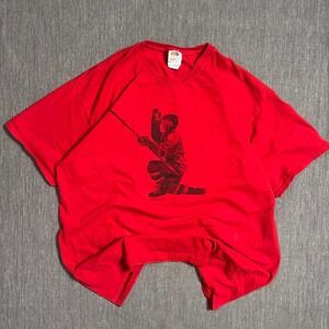 Vintage Red Fruit of the loom Hockey Graphic Tee - XL